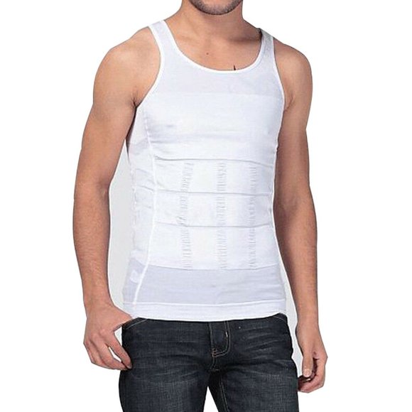 Men's Slimming Body Shaper Waist Trainer Vest Gym Tops Belly Compression Shirt - Picture 7 of 9